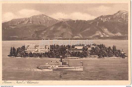 Herren Insel im Chiemsee - steamer - ship - 161 - old postcard - Germany - unused - JH Postcards