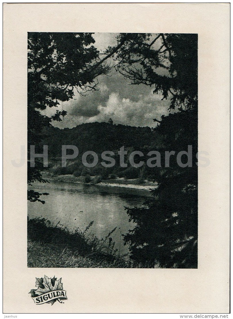 view from Turaida castle hill - Sigulda - old postcard - Latvia USSR - unused - JH Postcards