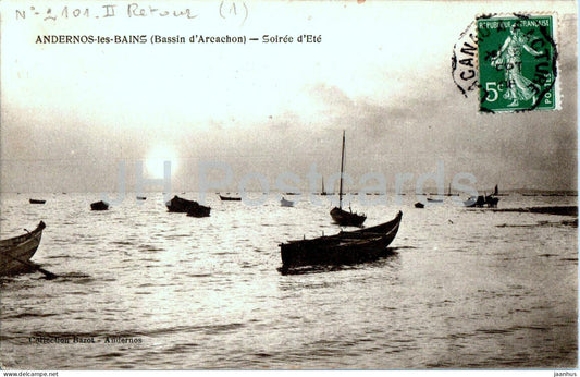 Andernos les Bains - Soiree d'Ete - boat - old postcard - France - used - JH Postcards