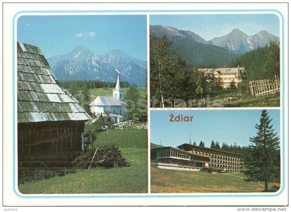 Belianske Tatry - church architecture - Zdiar - mountain - Vysoke Tatry - High Tatras - Czechoslovakia - Slovakia - used - JH Postcards