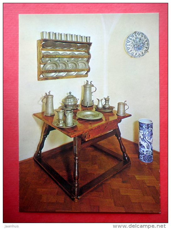 A set of tin utensils - Cervená Lhota Castle - Czech Republic - Czechoslovakia - unused - JH Postcards