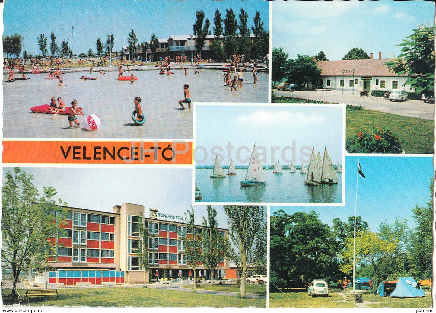 Velencei Lake - multiview - sailing boat - beach - hotel - camping - 1976 - Hungary - used - JH Postcards