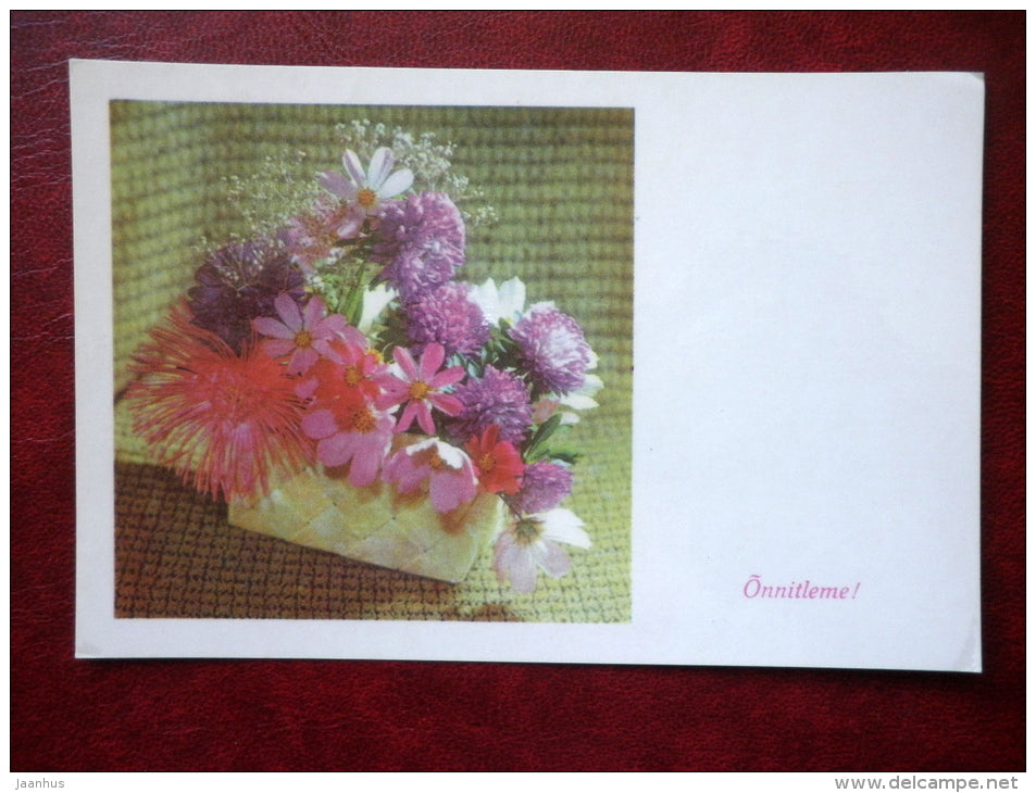 greeting card - chrysantemum - flowers - 1975 - Estonia USSR - used - JH Postcards