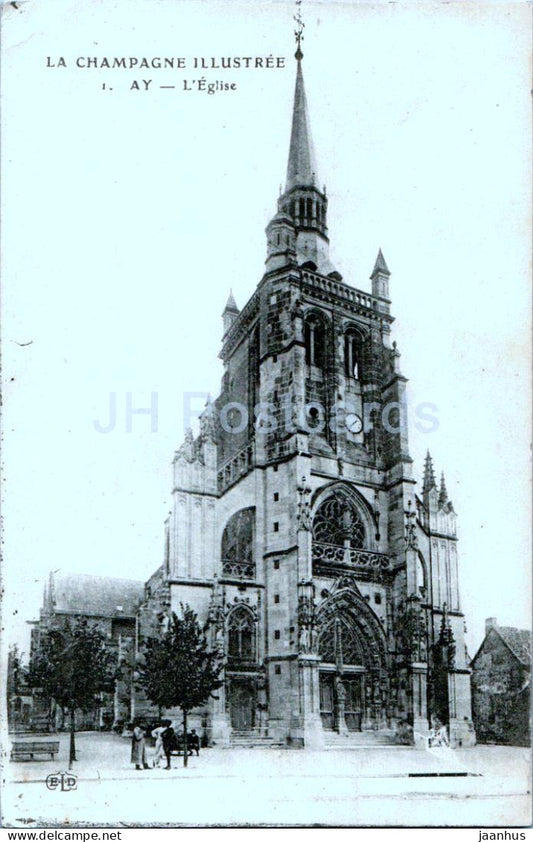 Ay Champagne - L'Eglise - La Champagne Illustree - 1 - ELD - church - old postcard - France - used - JH Postcards