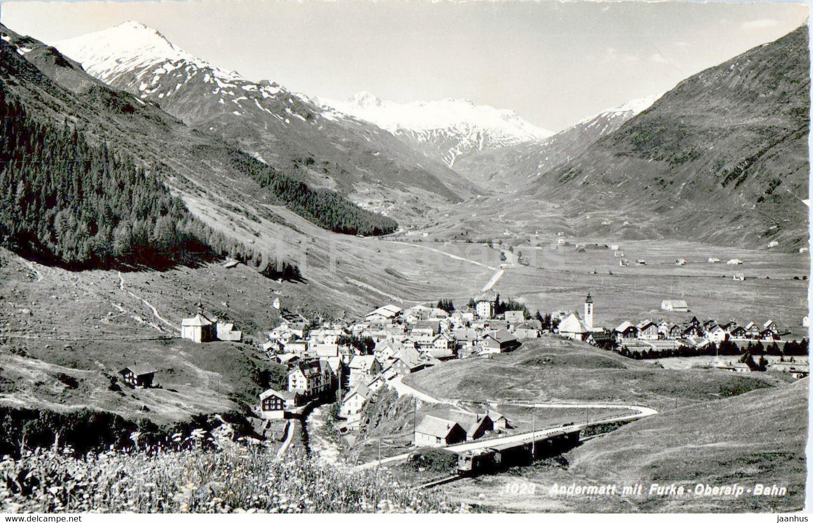 Andermatt mit Furka Oberalp Bahn - train - railway - 1023 - 1961 - Switzerland - used - JH Postcards