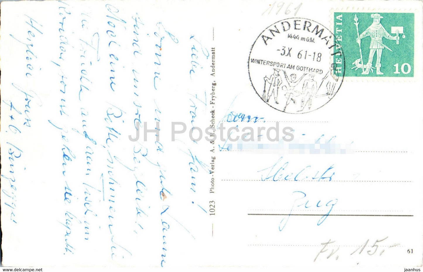 Andermatt mit Furka Oberalp Bahn - train - railway - 1023 - 1961 - Switzerland - used