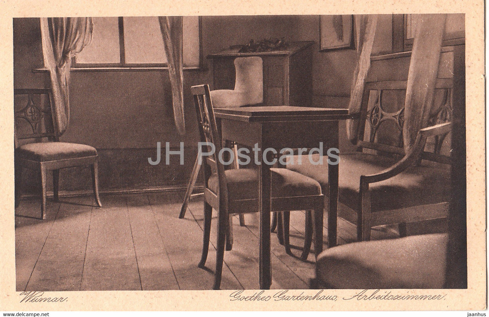 Weimar - Goethes Gartenhaus - Arbeitszimmer - old postcard - 1928 - Germany - used - JH Postcards