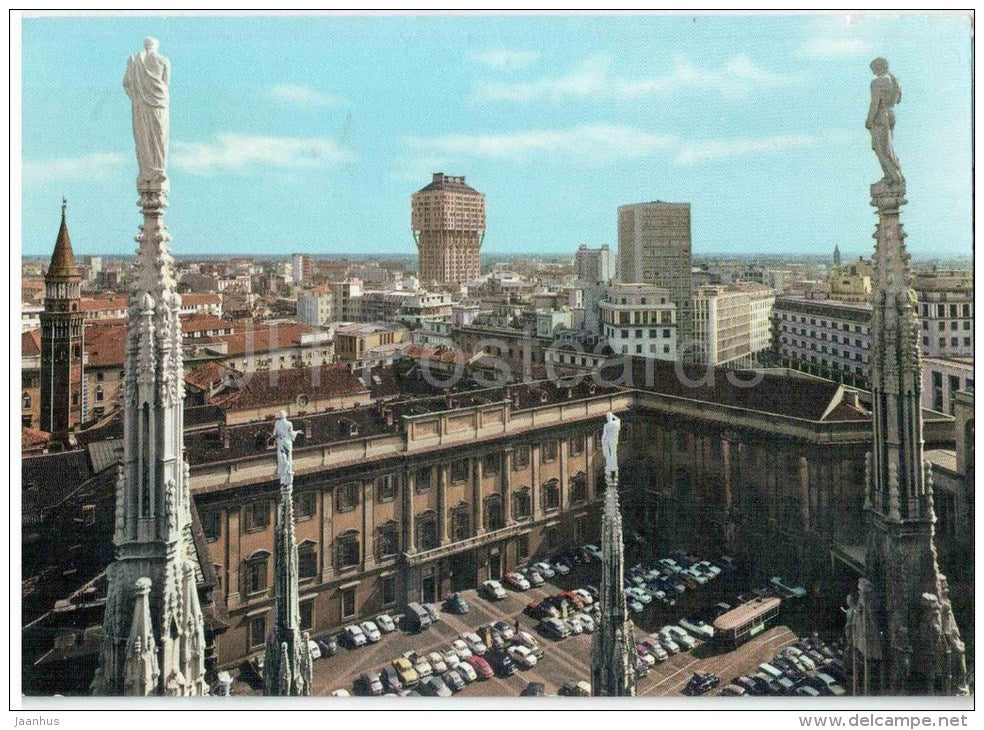 Scorcio Panoramico dal Duomo - cathedral - Milano - Milan - 128 - Italia - Italy - sent from Italy Milan to Austria 1962 - JH Postcards