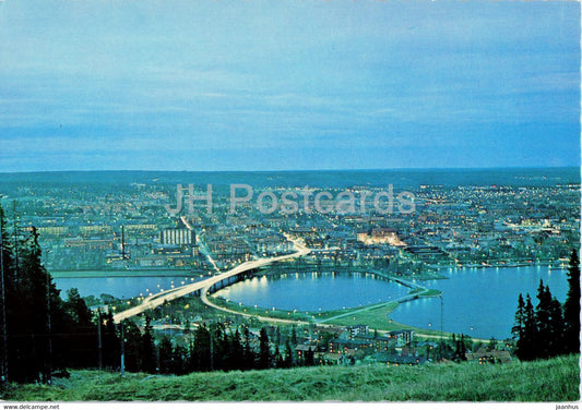 Ostersund i kvallsbelysning - Ostersund in evening lighting - Sweden - unused - JH Postcards