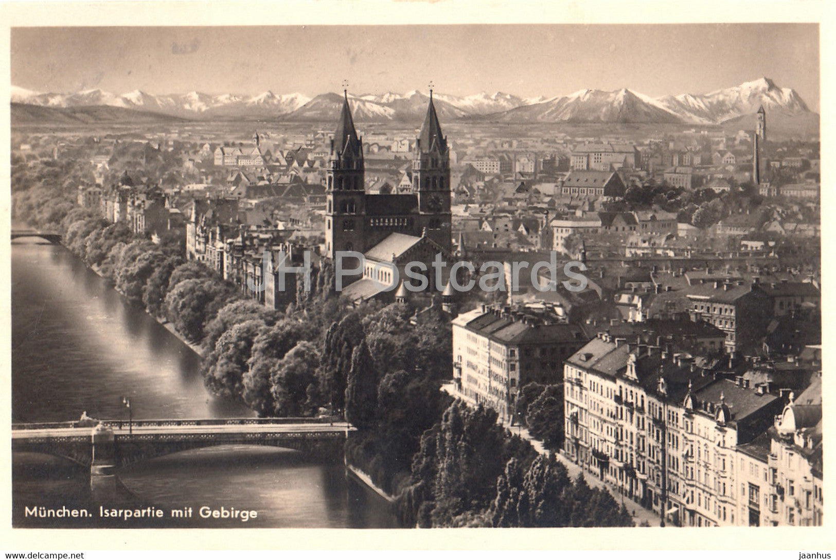 Munchen - Isarpartie mit Gebirge - Munich - 120 - old postcard - 1931 - Germany - used - JH Postcards