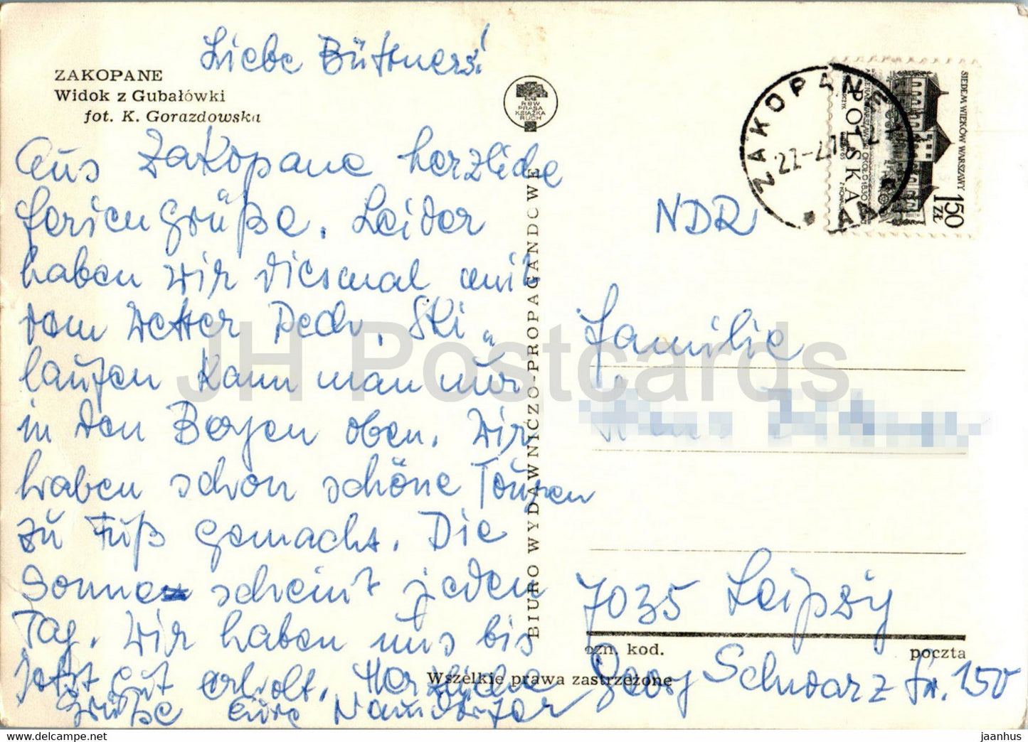 Zakopane - Widok z Gubalowki - Standseilbahn - 1974 - Polen - gebraucht