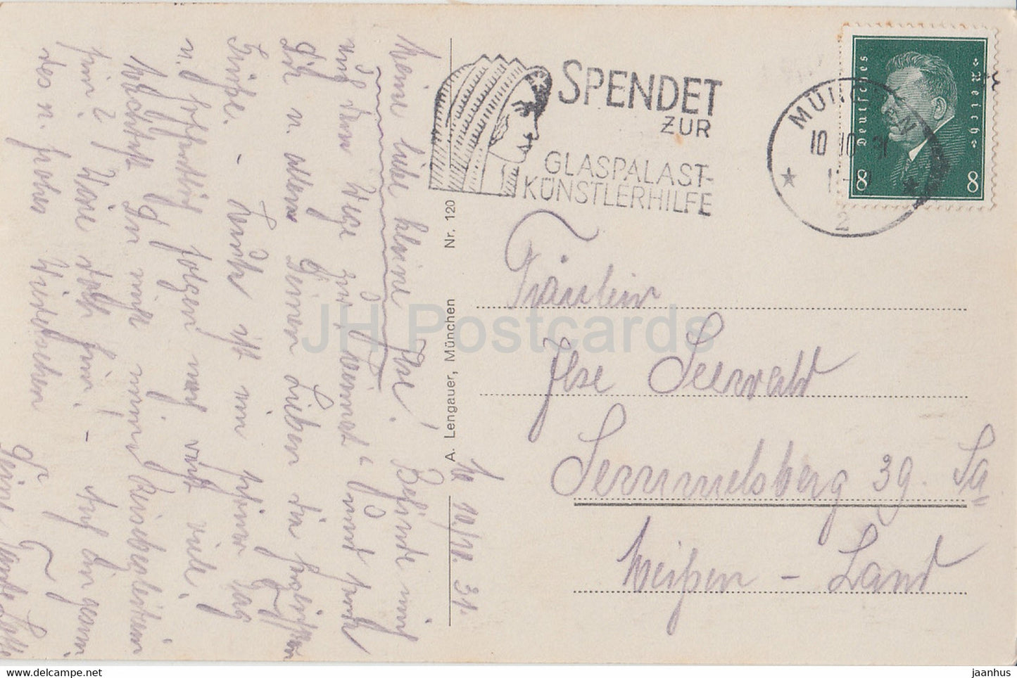 München - Isarpartie mit Gebirge - München - 120 - alte Postkarte - 1931 - Deutschland - gebraucht