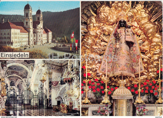 Einsiedeln - multiview - church - 1970 - Switzerland - used - JH Postcards