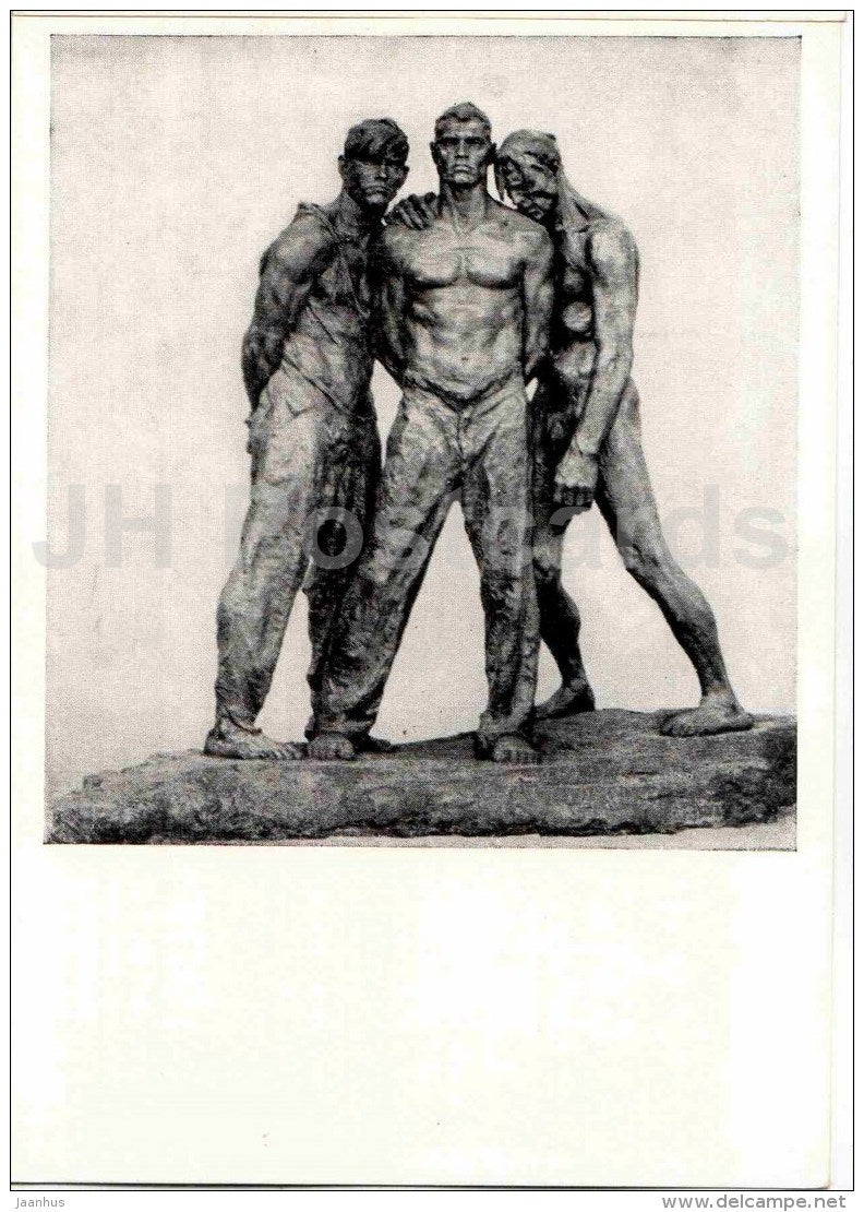 sculpture by F. Fiveysky - Stronger than Death - men - Russian art - Russia - 1957 - Russia USSR - unused - JH Postcards