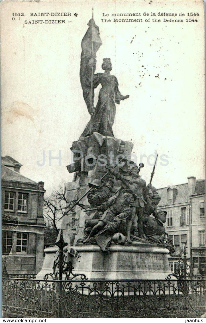 Saint Dizier - Le monument de la defense de 1544 - 1512 - old postcard - 1915 - France - used - JH Postcards