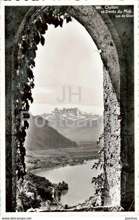 Chillon et Dents du Midi - Vus de Glion - 790 - old postcard - 1959 - Switzerland - used - JH Postcards