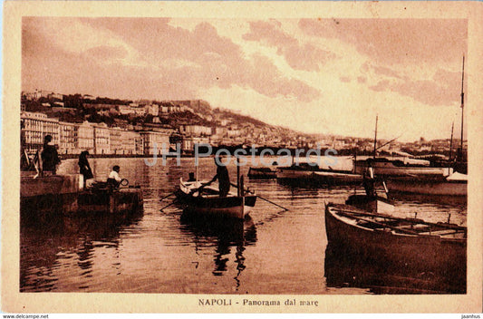 Napoli - panorama dal mare - boat - 0123 - old postcard - Italy - unused - JH Postcards