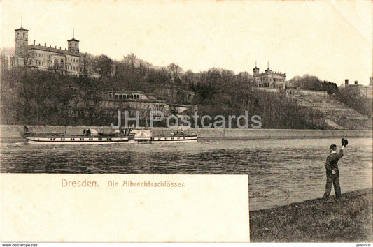 Dresden - Die Albrechtsschlosser - ship - steamer - old postcard - Germany - unused - JH Postcards