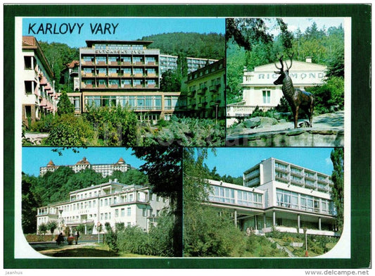 architecture - deer - Karlsbad - Karlovy Vary - Czech - Czechoslovakia - used 1986 - JH Postcards