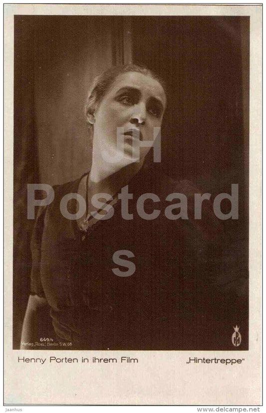 movie actress Henny Porten - Hintertreppe - film - Verlag Ross - 649/4 - Germany - unused - JH Postcards