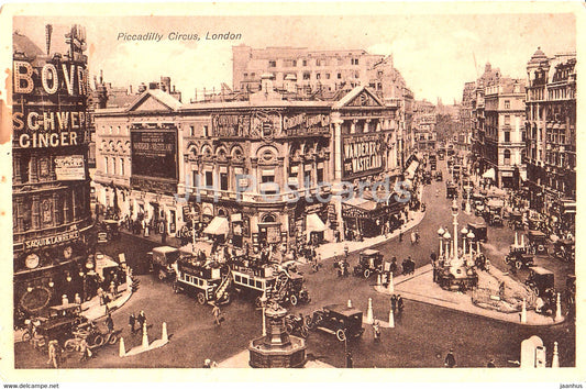London - Piccadilly Circus - car - bus - old postcard - 1926 - England - United Kingdom - used - JH Postcards