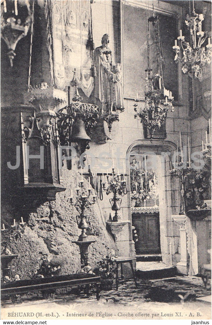 Behuard - interieur d'Eglise - Cloche offerte par Louis XI - church - old postcard - France - unused - JH Postcards