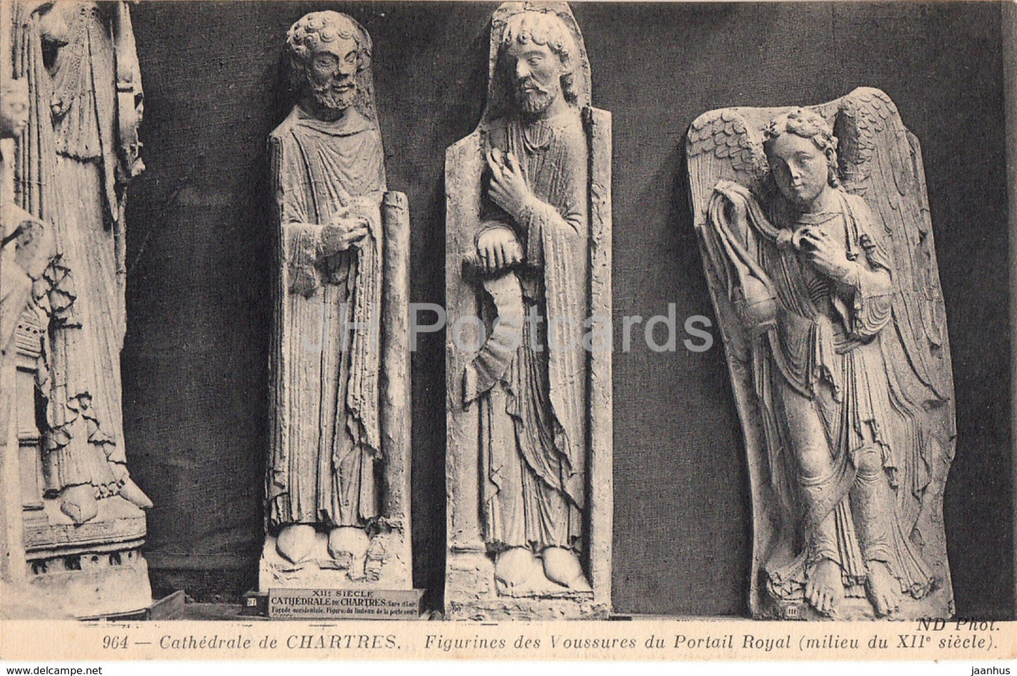 Cathedrale de Chartres - Figurines des Voussures du Portail Royal - 964 - cathedral - old postcard - France - unused