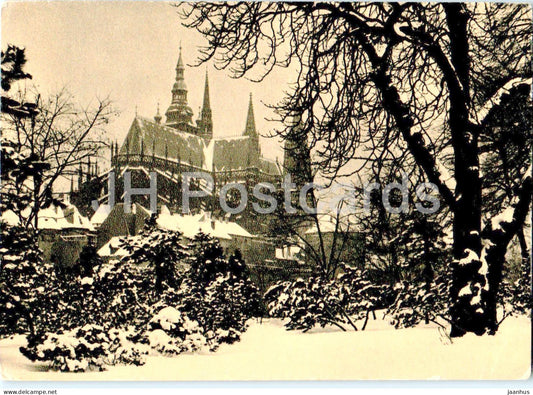 Praha - Prague - Pohled na chram sv Vita z Kralovske zahrady - old postcard - Czech Republic - Czechoslovakia - unused - JH Postcards