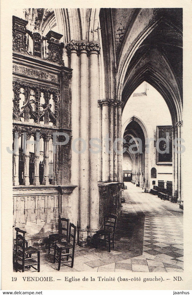 Vendome - Eglise de la Trinite - bas cote gauche - church - 19 - old postcard - France - used - JH Postcards