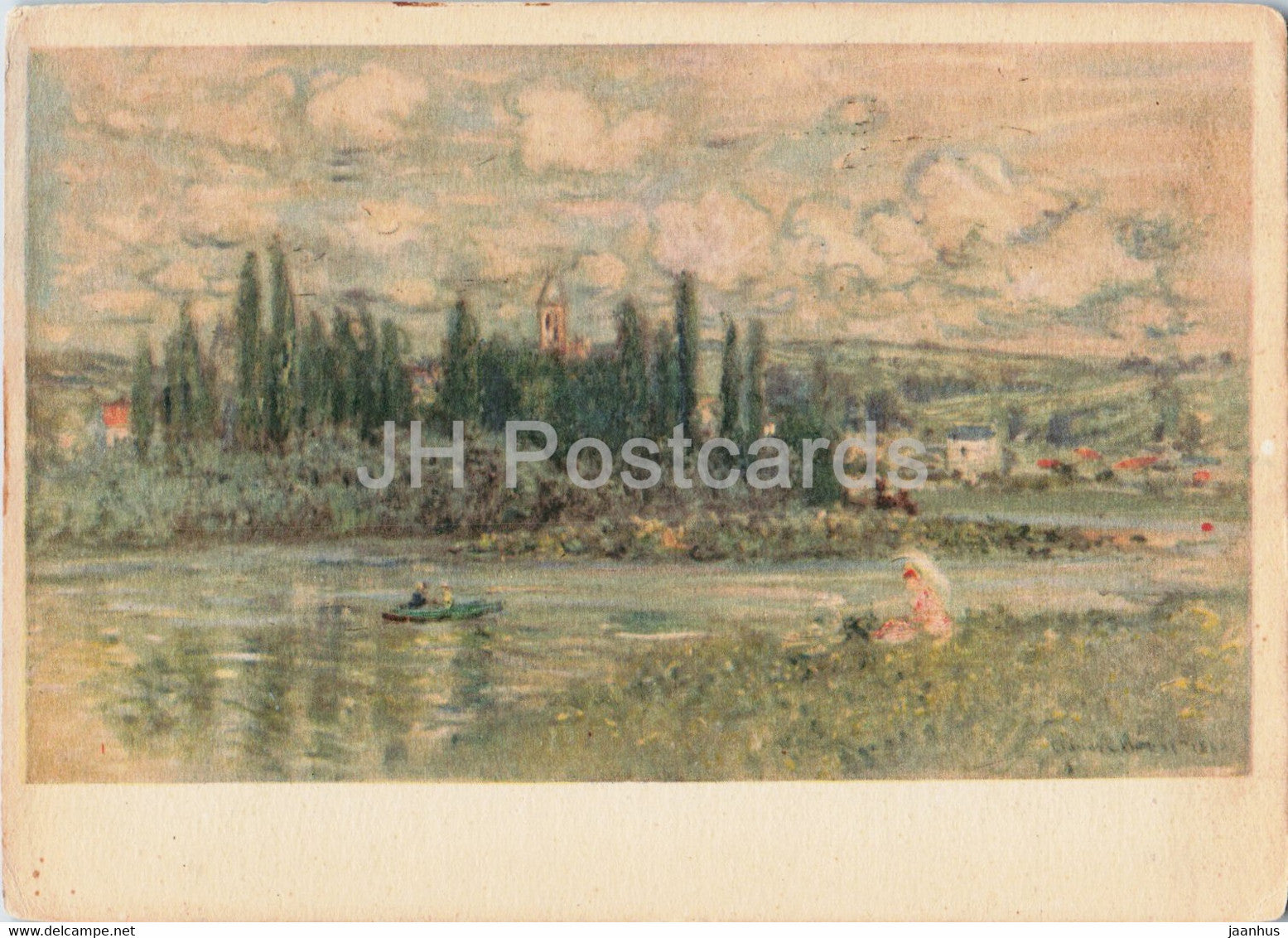 painting by Claude Monet - Ansicht von Vetheuil - French art - old postcard - Germany - unused - JH Postcards