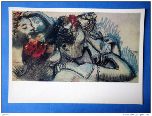 painting by Edgar Degas - large format card - Dancers , 1899 - french art - unused - JH Postcards