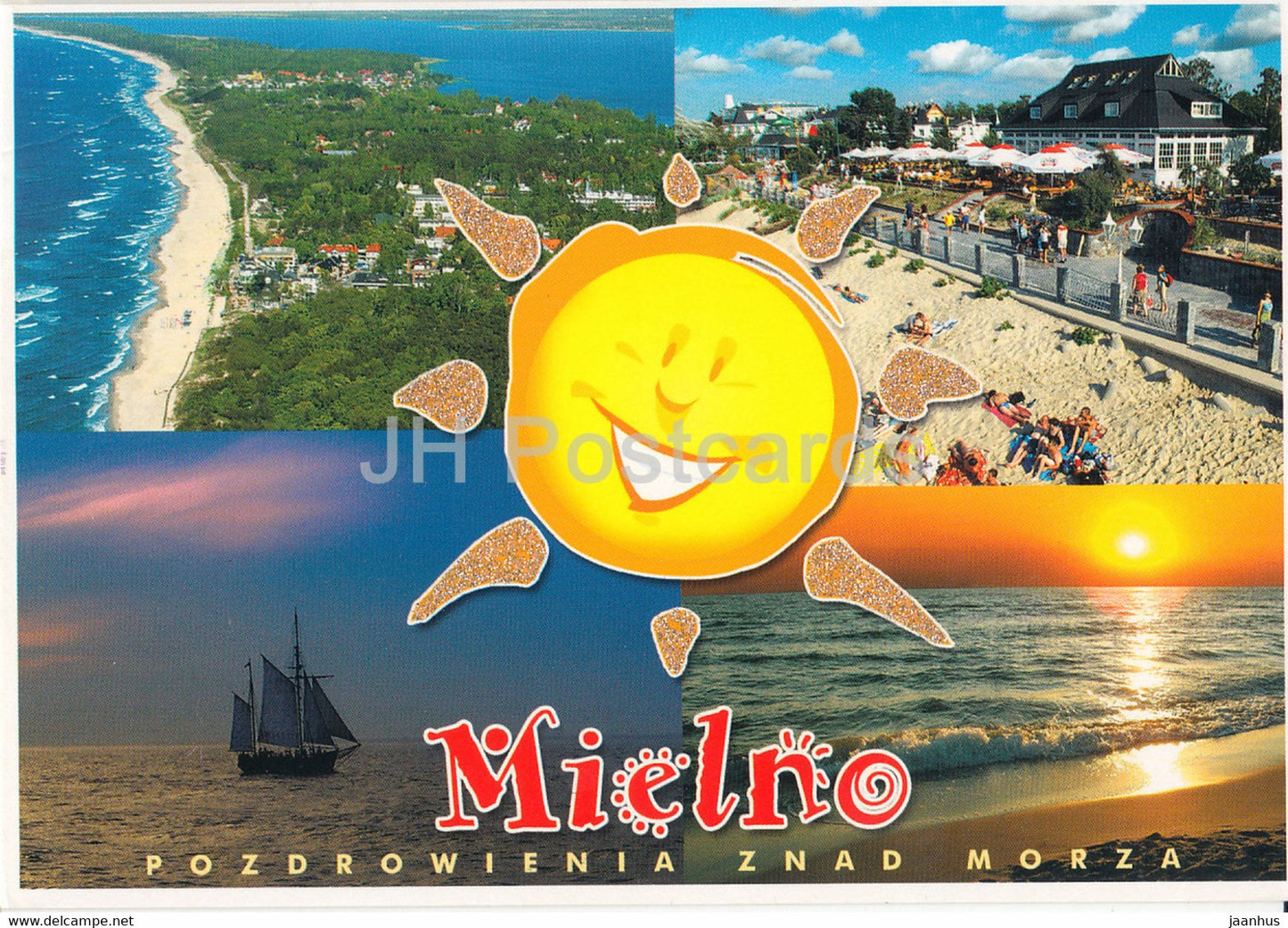 Mielno - beach - sailing boat- multiview - 2008 - Poland - used - JH Postcards