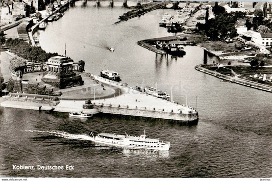 Koblenz - Deutsches Eck - ship - 9 - old postcard - Germany - unused - JH Postcards