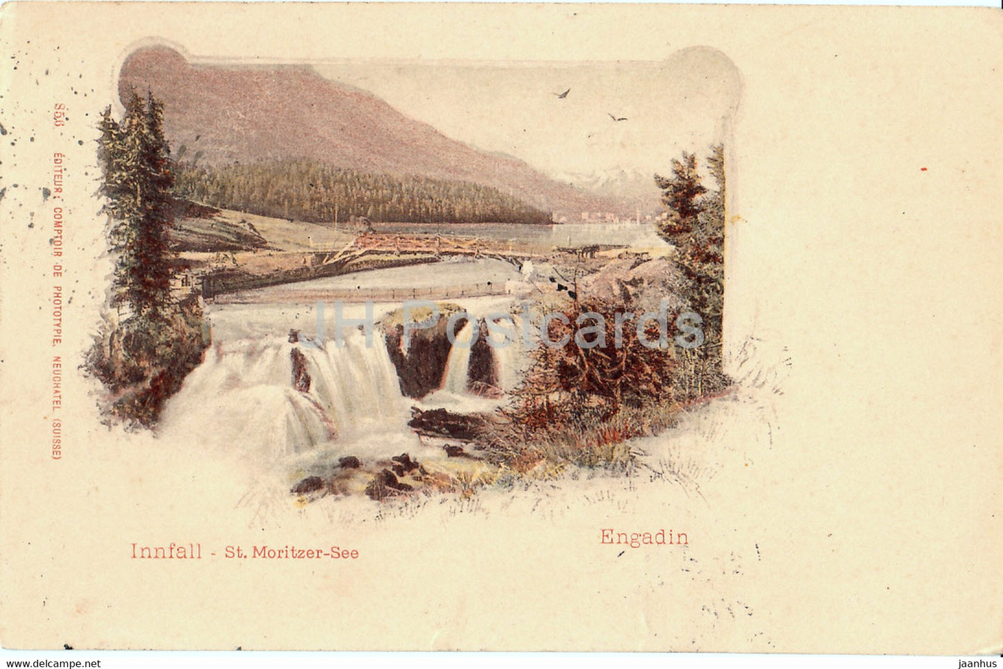 Innfall - St Moritzer See - Engadin - 856 - old postcard - 1901 - Switzerland - used - JH Postcards