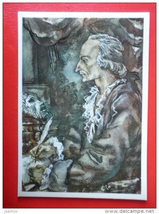 illustration by Y. Ivanov - Yakov Knyazhnin - Russian dramatists - 1978 - Russia USSR - unused - JH Postcards