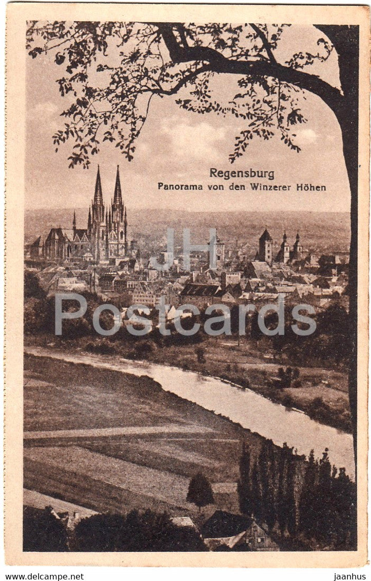 Regensburg - Panorama von den Winzerer Hohen - old postcard - Germany - unused - JH Postcards