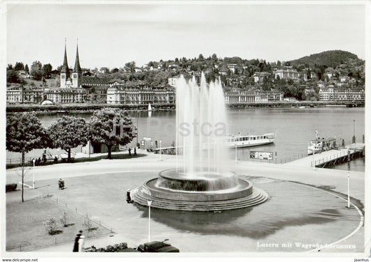 Luzern mit Wagenbadbrunnen - Lucerne - 3763 - 1935 - old postcard - Switzerland - used - JH Postcards