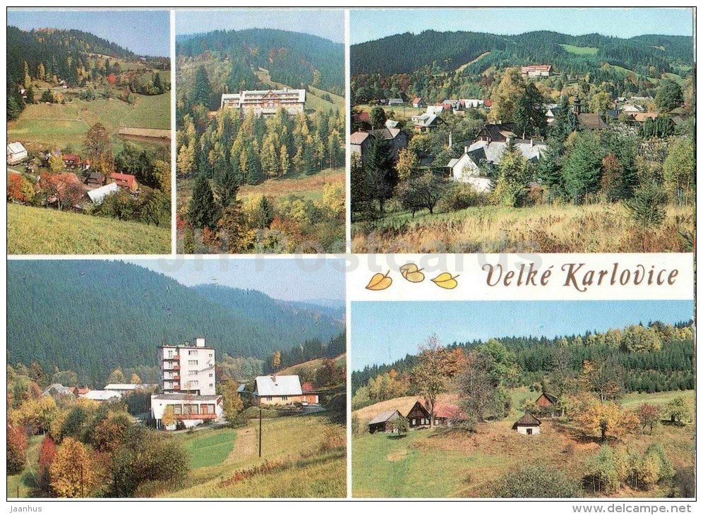 Velke Karlovice - Vsetin district - village views - Czechoslovakia - Czech - used 1989 - JH Postcards