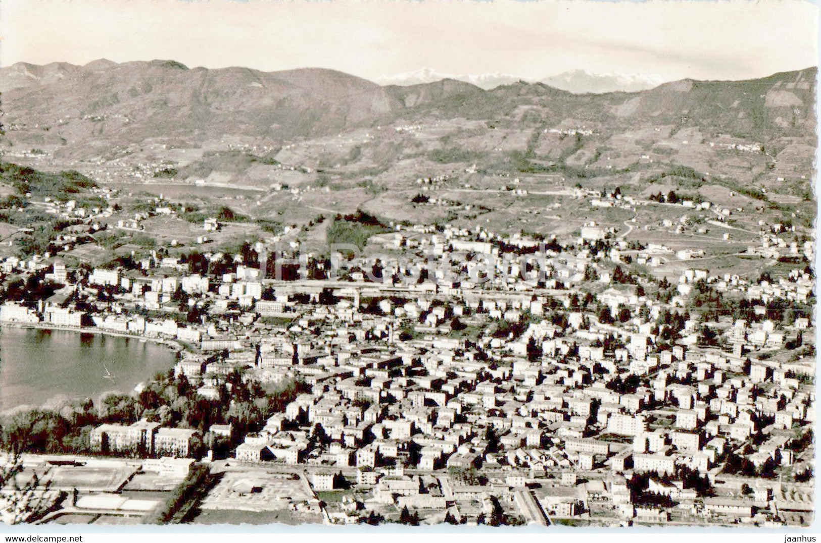 Panorama di Lugano col Monte Rosa - 1945 - old postcard - Switzerland - used - JH Postcards