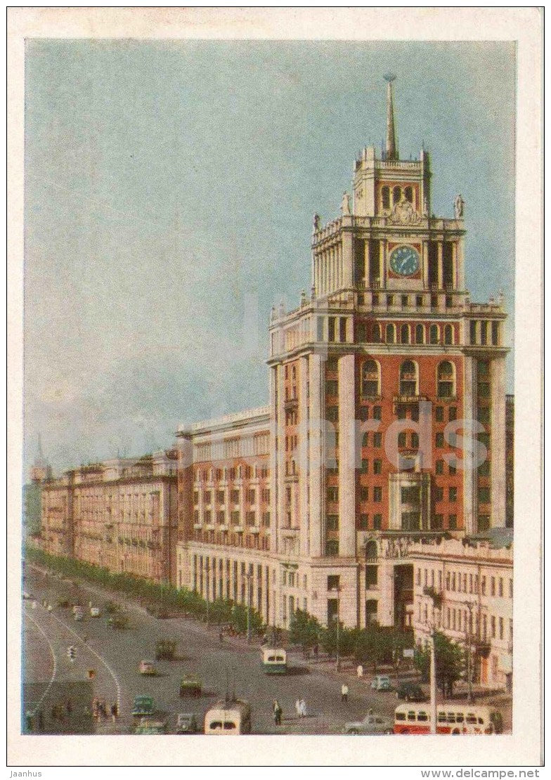 Big Sadovaya street - bus - trolleybus - Moscow - 1956 - Russia USSR - unused - JH Postcards