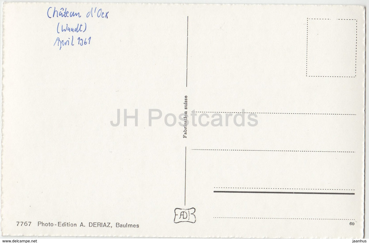 La Gumfluh vue de Chateau d'Oex - 7767 - Switzerland - 1961 - used