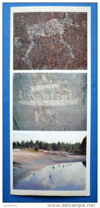 ancient petroglyphs - elk - moose - Karjala - Karelia - 1976 - Russia USSR - unused - JH Postcards