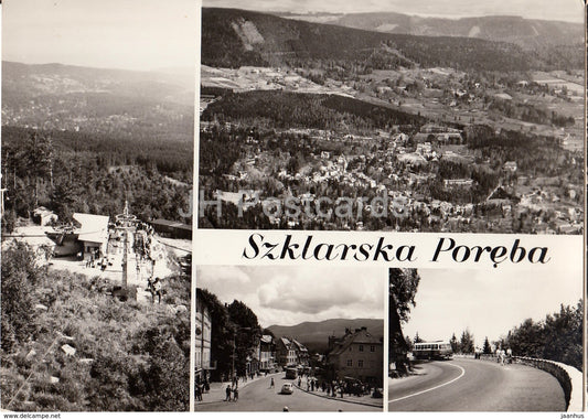 Szklarska Poreba - interchange station of the chairlift to Szrenice - general view - multiview - Poland - 1974 - unused - JH Postcards