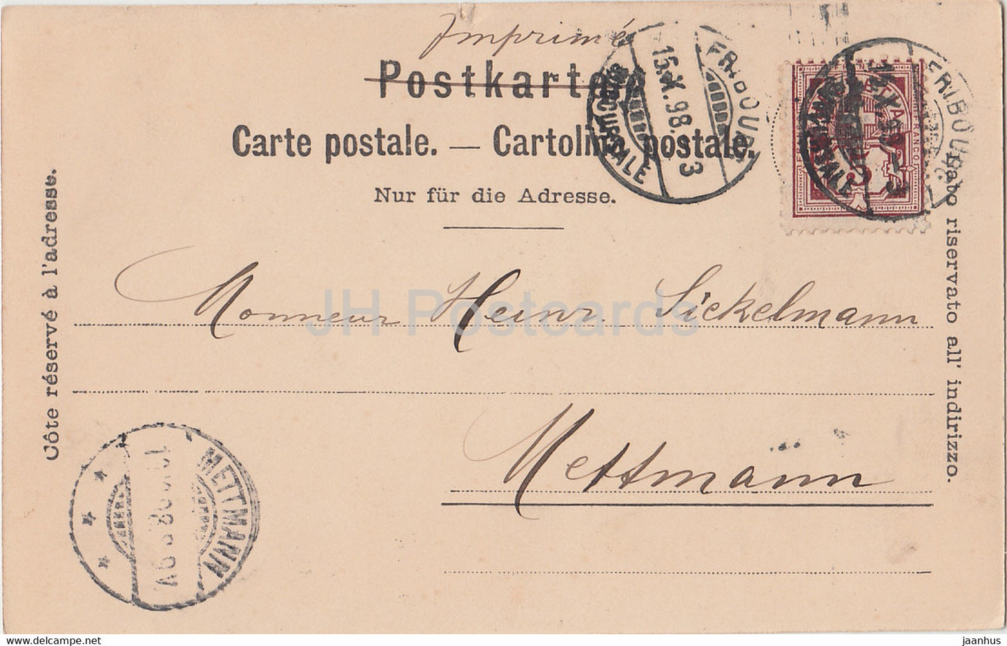 Fribourg - 484 - old postcard - 1898 - Switzerland - used