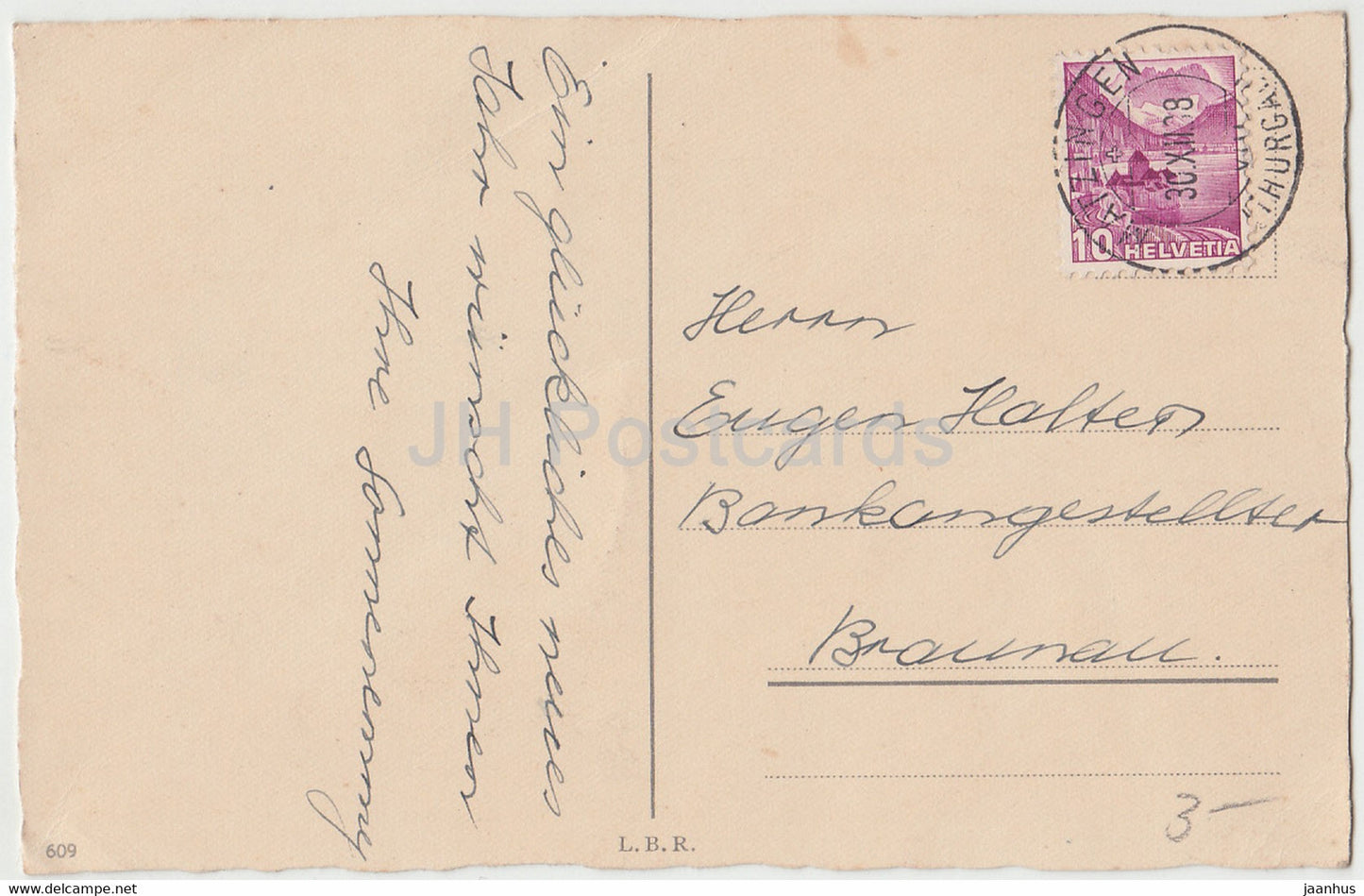 Mutti wird schon schimpfen - girl - illustration - L B R - 609 - old postcard - 1938 - Germany - used