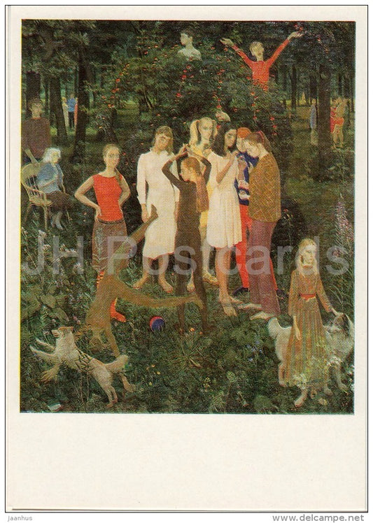 painting by D. Zhilinsky - Sunday , 1974 - Russian art - 1986 - Russia USSR - unused - JH Postcards