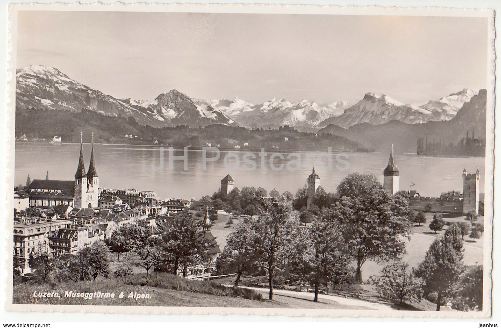 Luzern - Lucerne - Museggturme & Alpen - 9552 - Switzerland - old postcard - unused - JH Postcards