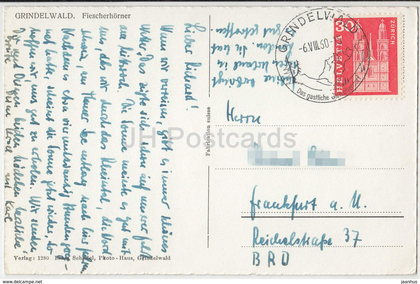 Grindelwald - Fiescherhorner - 1280 - Switzerland - 1960 - used