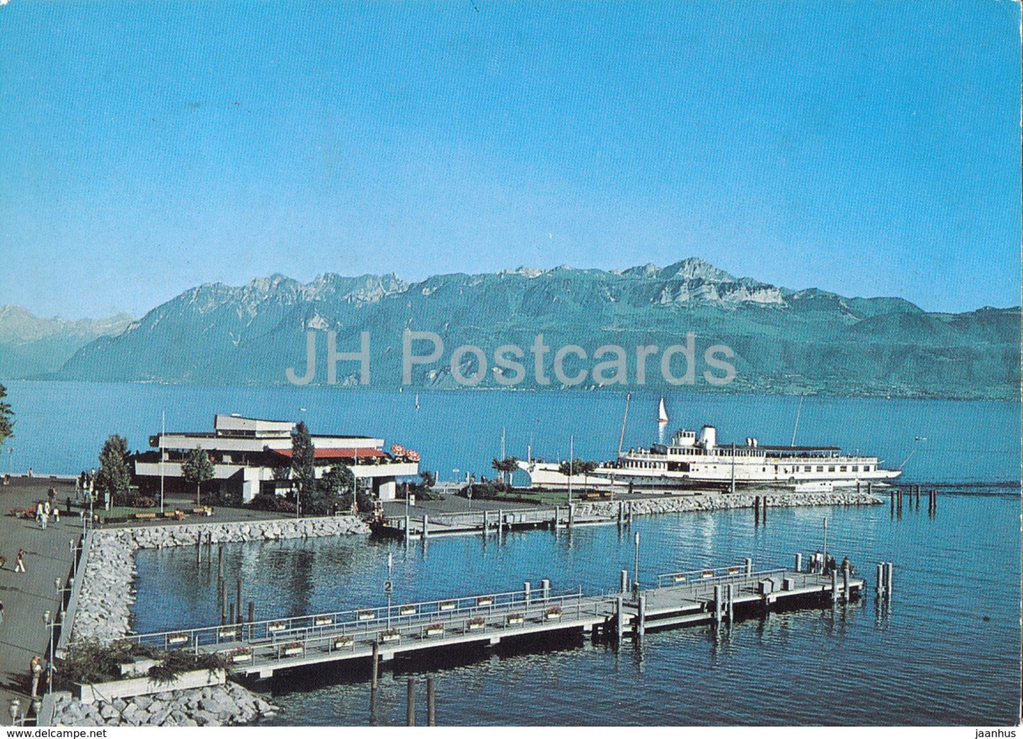 Lausanne Ouchy - Le debarcadere et le restaurant Le Lacustre - ship - 1977 - Switzerland - used - JH Postcards