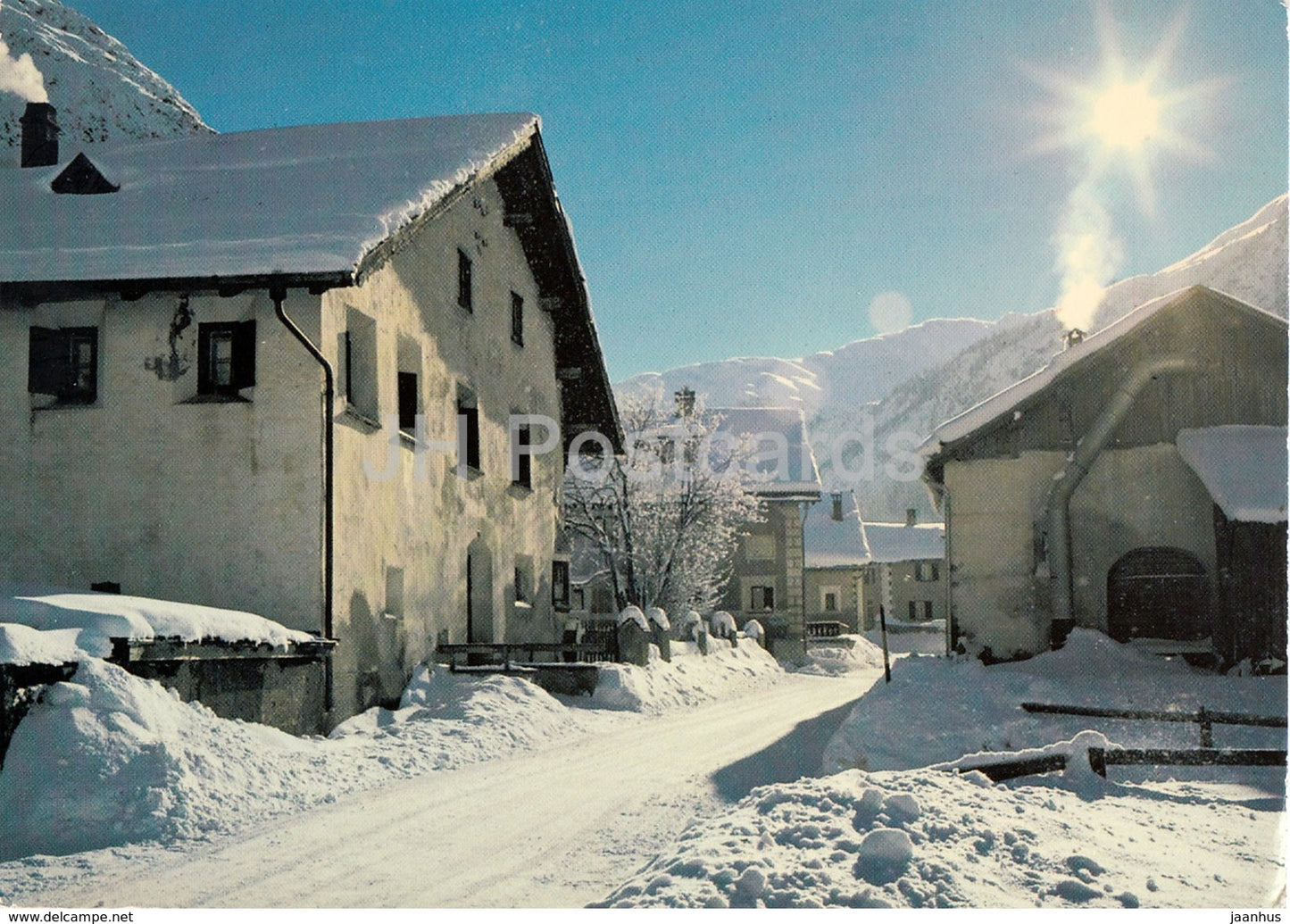 Dorfstrasse in La Punt-Chamues-ch - Oberengandin - Switzerland - used - JH Postcards